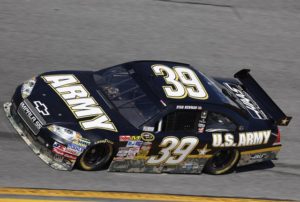 Army nascar racing on the track