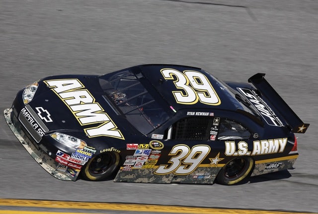Army nascar racing on the track