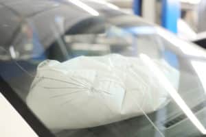 airbag exploded making the windshield have a crack.