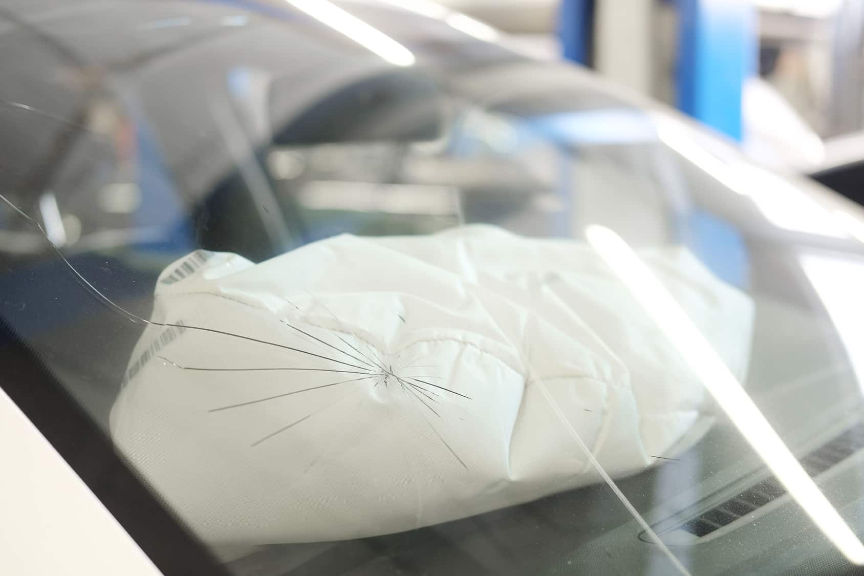 airbag exploded making the windshield have a crack.