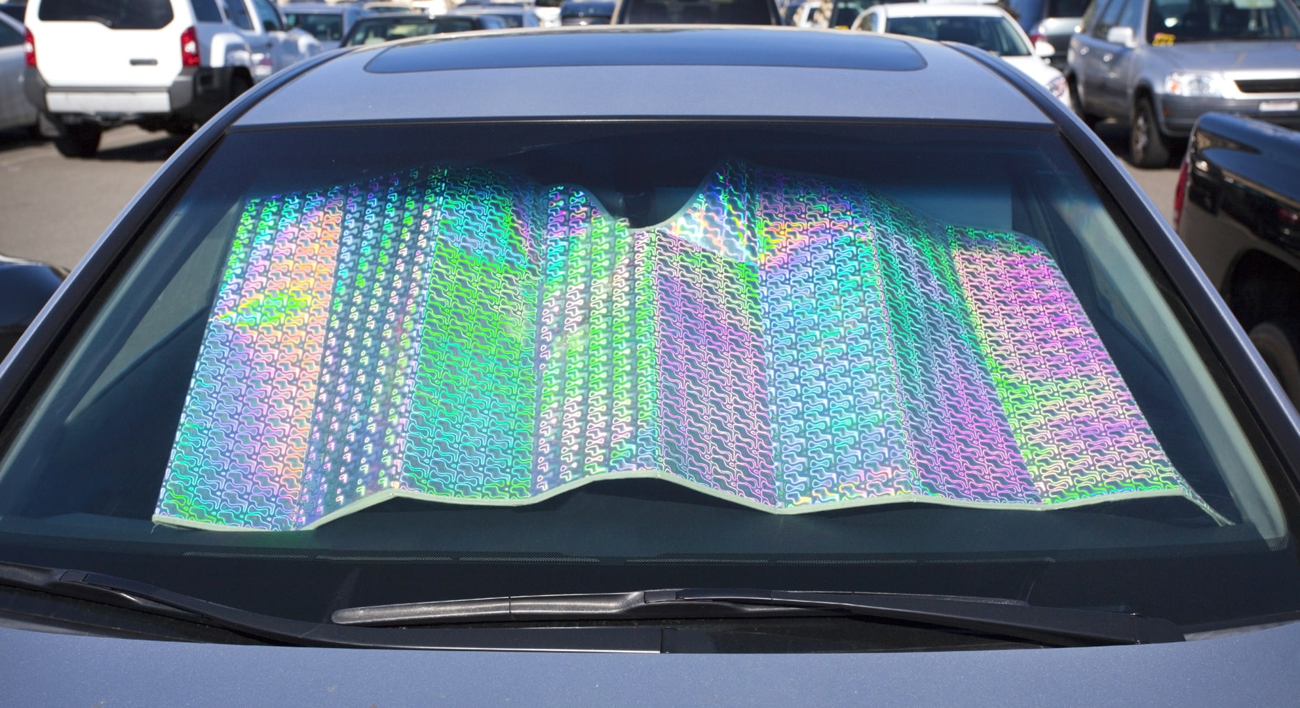 Vehicle windshield shade.
