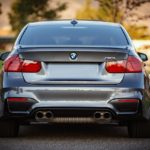 review look of the black glass of a BMW.