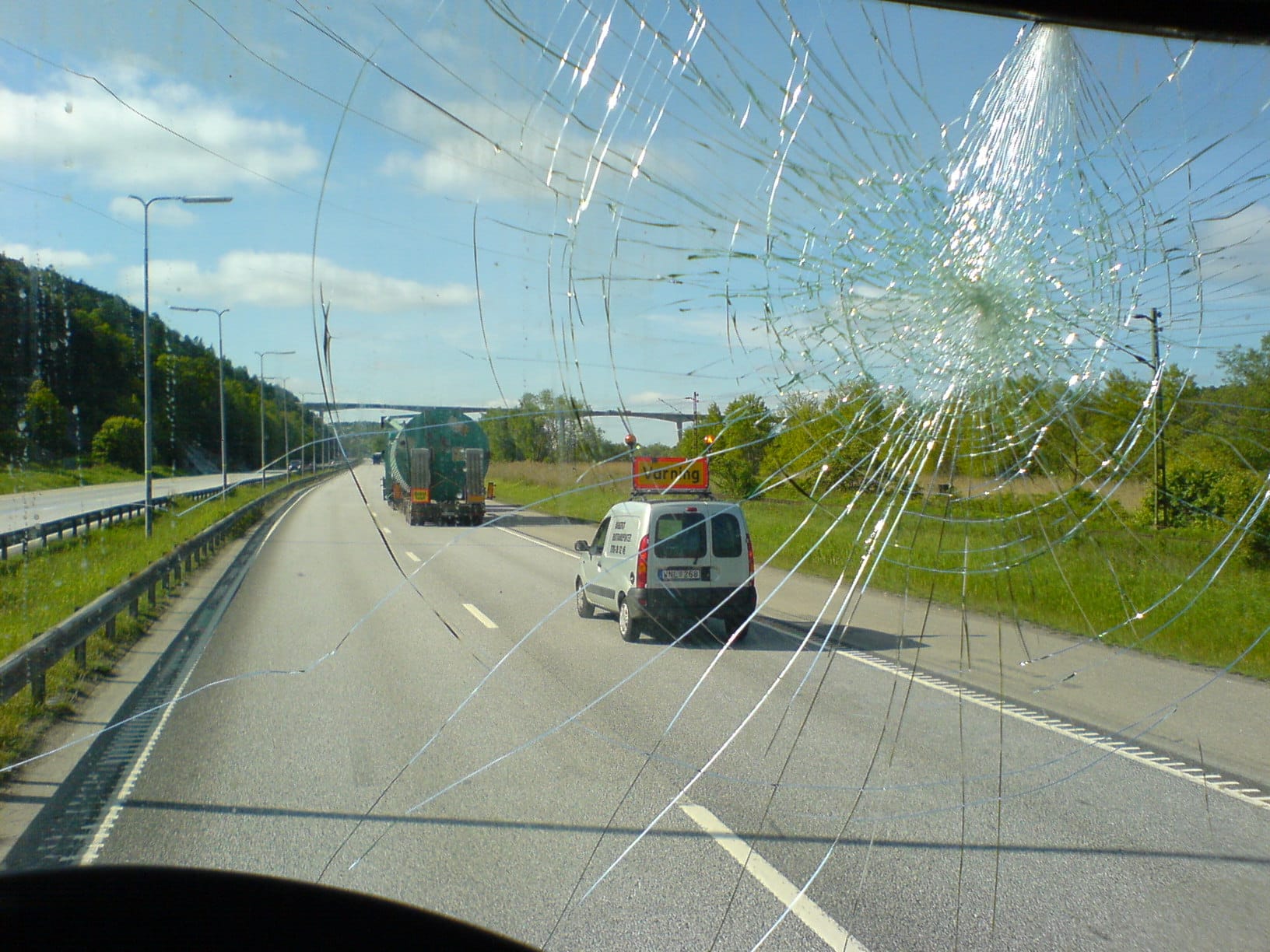Shattered windshield