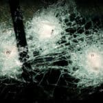 Shattered bulletproof glass