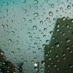 Water droplets on glass.