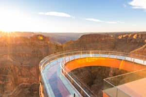 Overview of the glass skywalk of the Grand Canyon