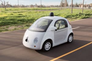 Google white self-driving car