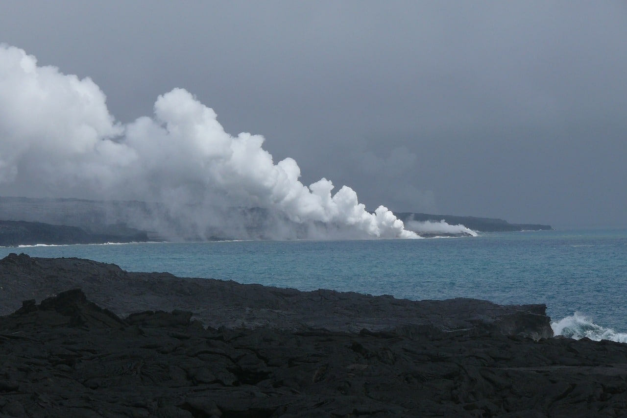 laze from a volcano.