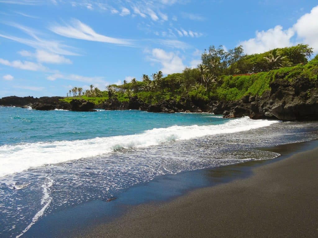 volcanic black sand beach