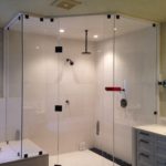 A glass shower.
