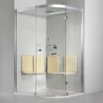 A glass steam shower unit.
