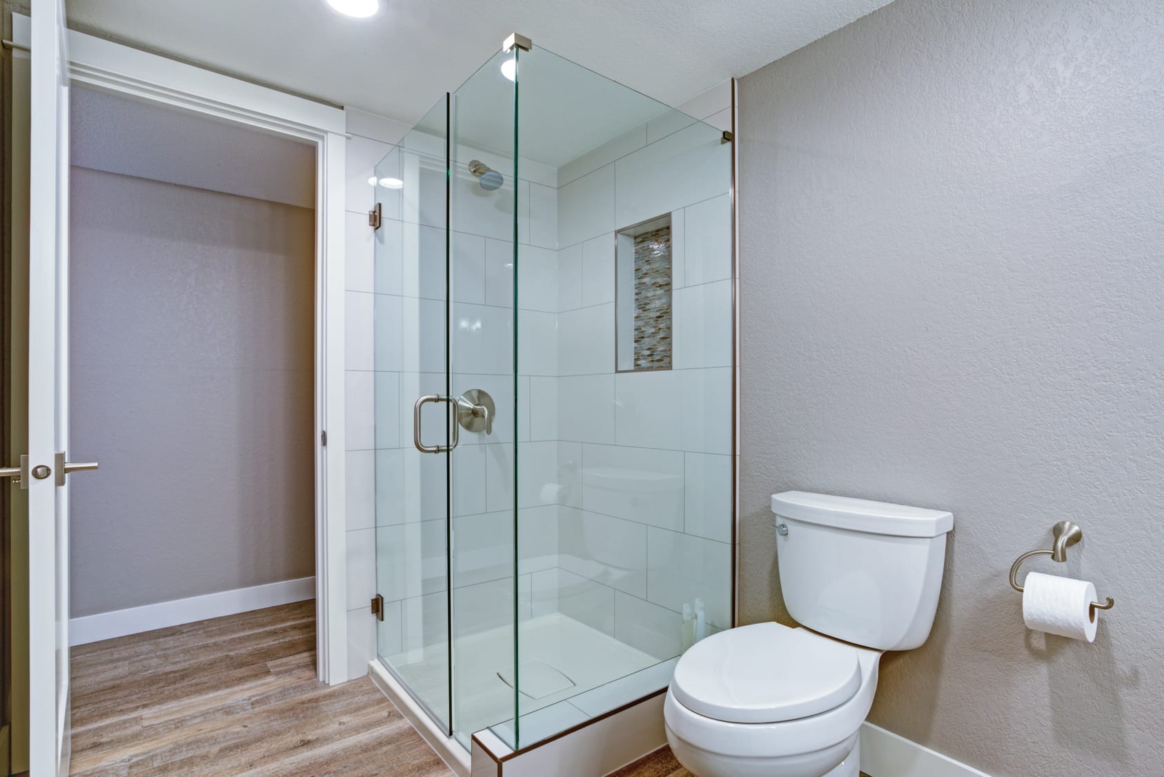 Corner shower door and enclosure Corner shower door and enclosure