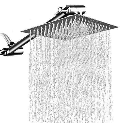 Square MeSun 12 inch high pressure shower head with water pouring out