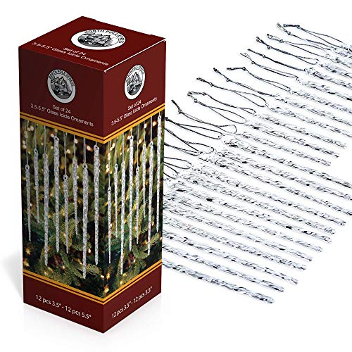 Twisted Clear Glass Icicle Ornaments