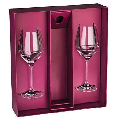 barski handmade red wine glasses in a pink storage box