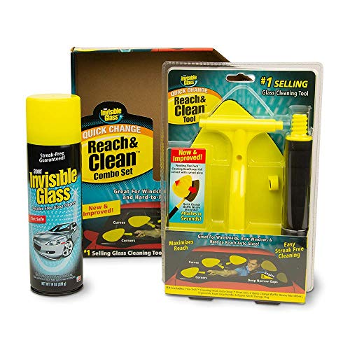 Invisible Glass Cleaning Set that includes a can of invisible glass spray and a reach and clean tool