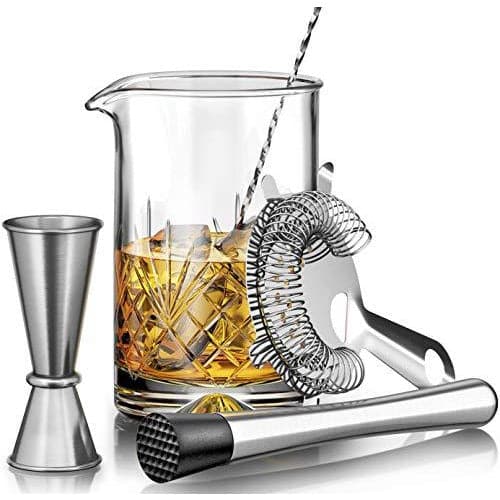 A crystal glass cocktail muddler