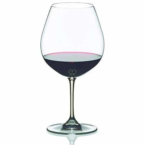 Riedel Burgundy glass against a white background