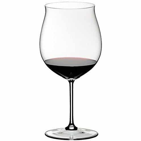 Riedel Burgundy Wine Glass with red wine in it