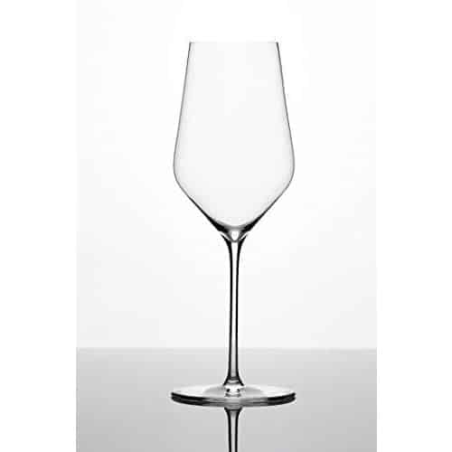 Zalto Denkart White Wine Glass sits empty against a white background