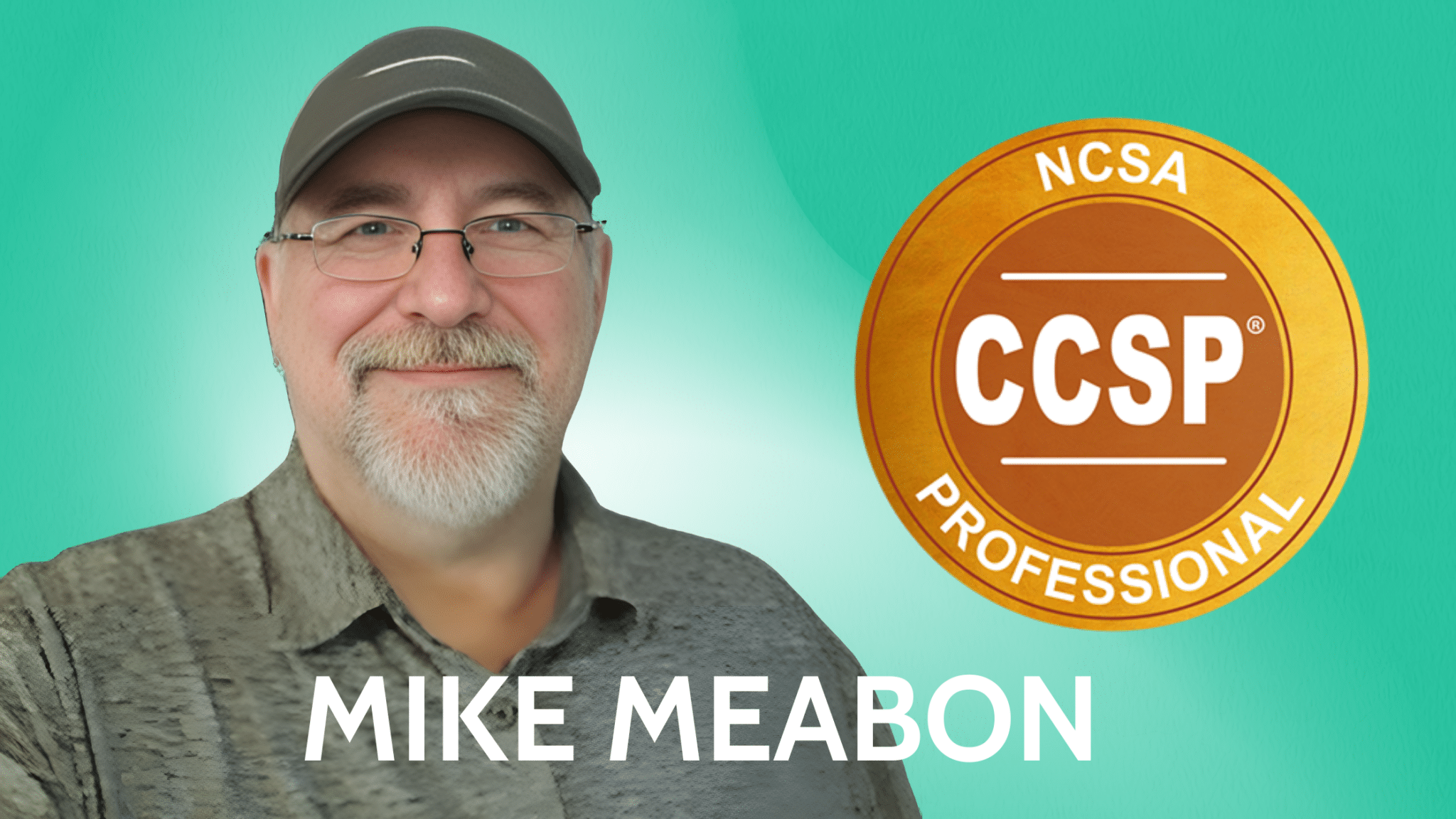 Picture of Mike Meabon and the digital badge to signify earning Certified Customer Service Professional Designation.